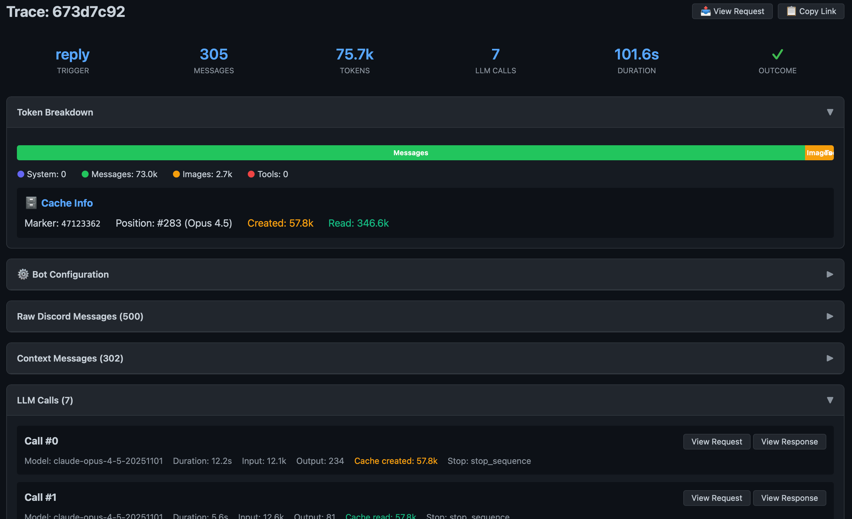 ChapterX trace viewer showing an activation and its provider request